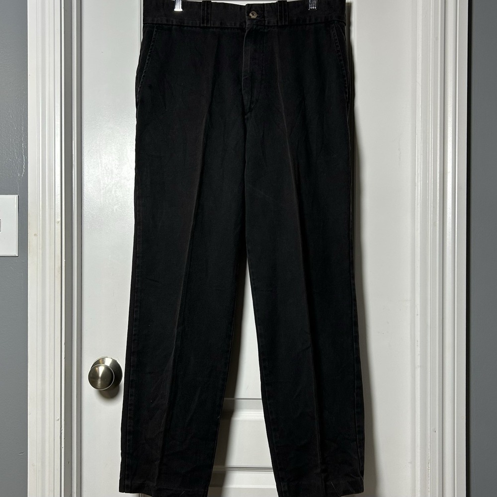 Duck Head Vintage 90s Made in USA 100% Cotton Black Pleated Classic Chino Pants